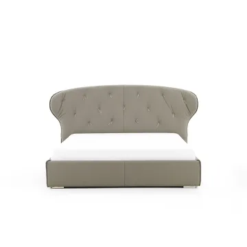 bedroom leather double solid wood bed