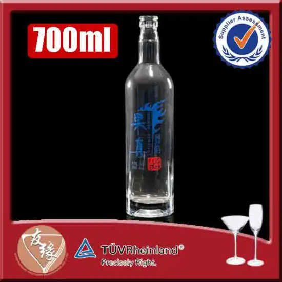 oval bottom round shoulder empty 750ml glass whisky bottle