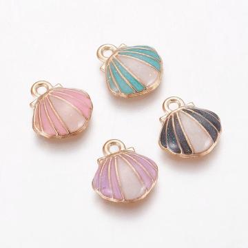 Pandahall Shell Light Gold gemischte Farblegierung Legierung Emaille Charms Suchmaschine