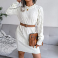 Womens Crewneck Long Sleeve Sweater Dress