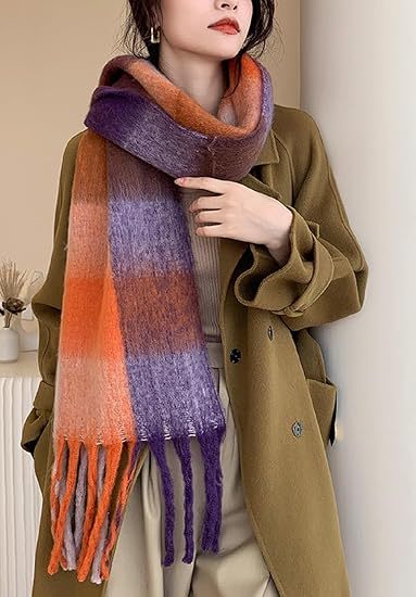 Wander Agio Winter Women Warm Scarf Long Shawl Large Scarves Cold Weather Thick Blanket Scarfs Colorful Plaid