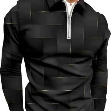Geometric Stripe Printed Polo Shirt for Men
