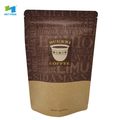 16 oz foil stand up zipper pouches coffee bag with valve