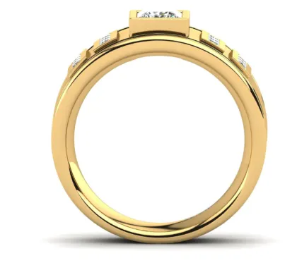 Floral Jewelry 18K Princess Cut Men's Ring