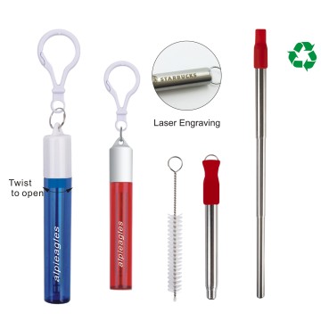 Eco-Friendly Telescopic Stainless Steel Straw with Plastic Case