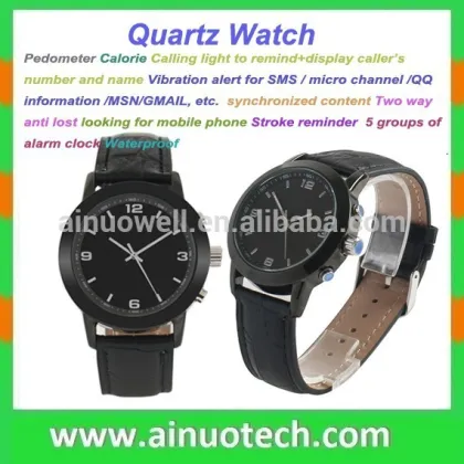 IP67 water resistant watch LED long standby bluetooth vibration smart wrist watch slim stone quartz watch