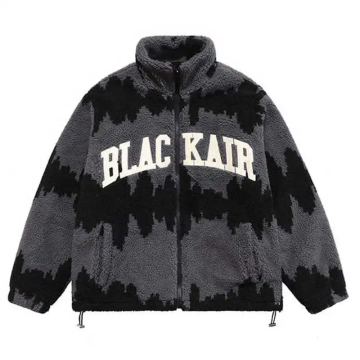 Custom Sherpa Fleece Jackets voor heren - Dikke Warm Lamb Wol Winter Lagen met Jacquard -print