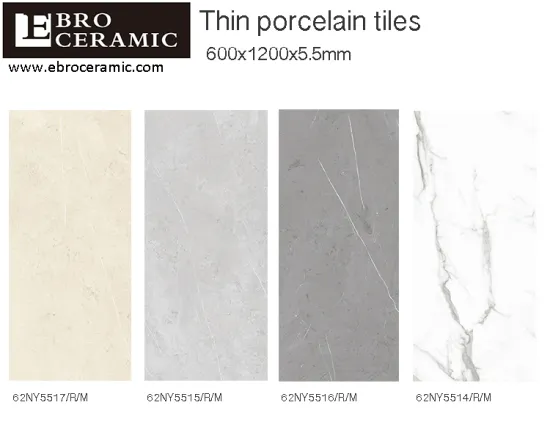 600x1200x5.5mm thin hotel bathroom wall tiles glazed porcelain tiles