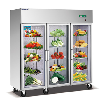 Commercial Supermarket Food Freezer with Transparent Glass Door