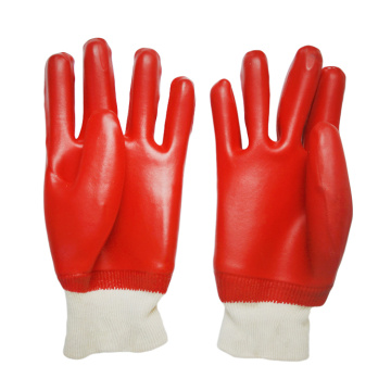 Guantes de PVC rojo k / w acabado liso