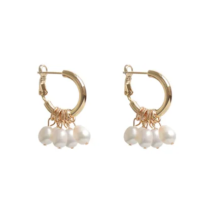 Pearl Drops, Pearl and Gold Pearl Hoop Earrings: Stylish Jewelry Collection