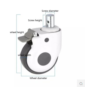 Hospital bed wheels medical caster Round stem Fitting With Brake