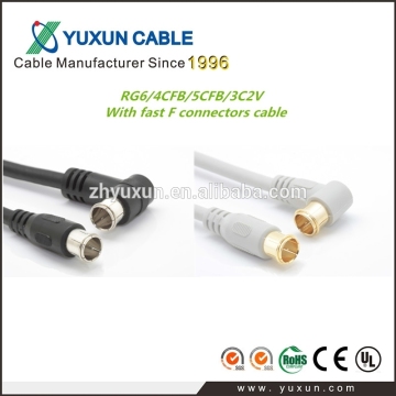 75ohm RG6/4CFB/5CFB/3C2V coaxial cable with fast F connector for satelliete antenna use
