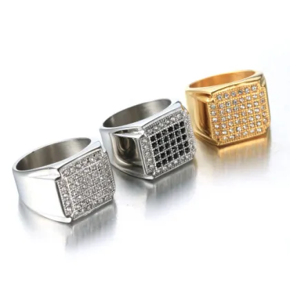 Fashion custom silver square diamond ring