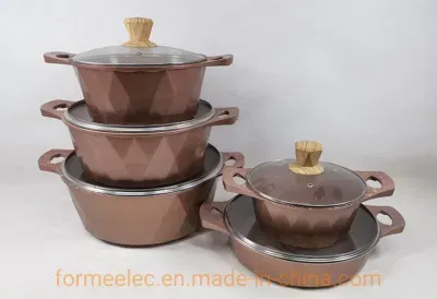 12PCS Cookware Set Fry Pan Casserole Set Aluminum Die-Cast Kitchenware Granite Stewpot