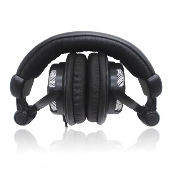 Black Soft leather foldable over head earphone
