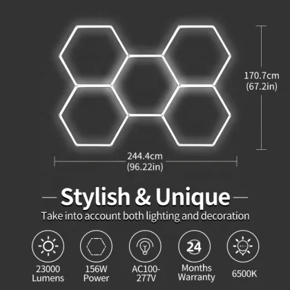 Hexagonal Honeycomb LED Garage Ceiling Lights