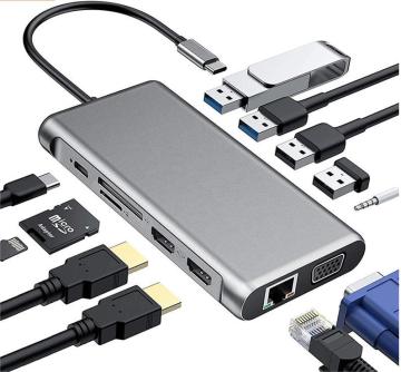 12-in-1 USB C Hub: Dockingstation mit DisplayPort-Adapter