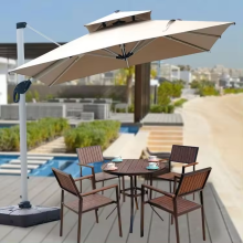 Umbrella Solar Light de 11 pés 11 pés de deslocamento de alumínio ao ar livre Cantilever Patio Guirla