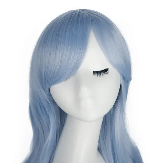 Vigorous Costume Anime Machine Made Average Size Silky Body Wave Cheap Price Blue With Bang Cosplay Wig In Synthetic Hair Wigs
