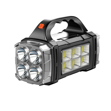 Portable Solar & USB Rechargeable LED Flashlight with Power Bank and Waterproof Design: Ideal for Camping, Outdoors, and Emergency Use