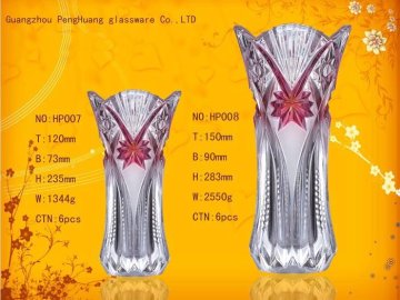 Promotion Flower Custom Color Decal, Painting Personalized Glass Vase / Clear Glassware