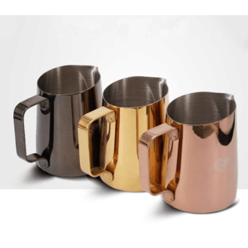 Sustainable stainless steel coffee milk frothing pitcher