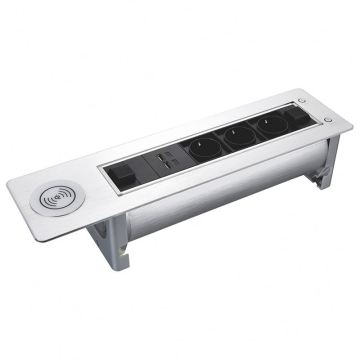Motorized Vault Table Top Switch: Hidden Office Desk with Rotating Power Socket and USB Charger