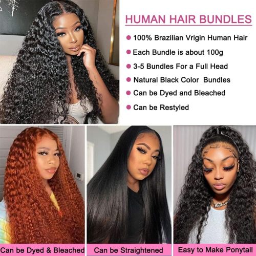 10A Brazilian Virgin Deep Wave Human Hair Bundles