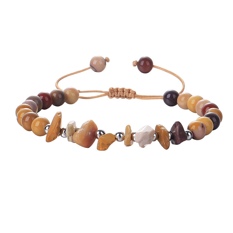 Perles rondes de pierre précieuse de 6 mm avec copeaux cristallins bracelet ajusté pour hommes