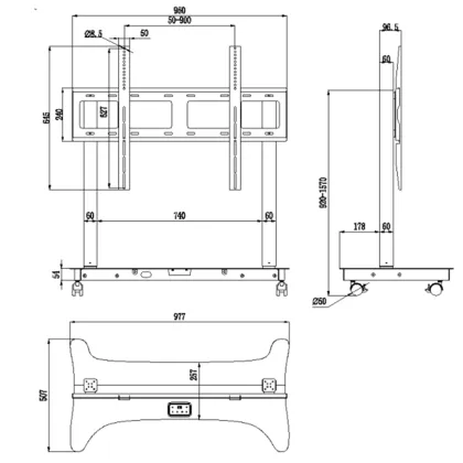 Portable Electric Lifting Movable TV Mounts Heavy Duty Height Adjustable TV Mount & Cart Mobile Monitor Screen TV Trolley Cart