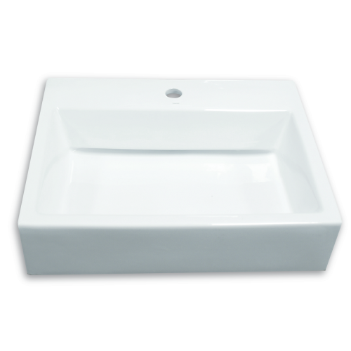 Lavabo in ceramica con montaggio superiore bianco da bagno