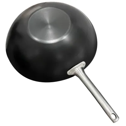 Flat Bottom Carbon Steel Wok Pan - Non-stick Chinese Cookware for Kitchen