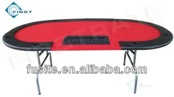 Folding Red Oval Poker Tables with Cup Holder