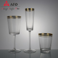 Kusina Goblet Gold Rim Wine Glasses Glass Cup