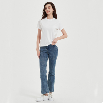 220Grams 100% Cotton Rolled Cuff Tshirts for Women with Roll Up Sleeve