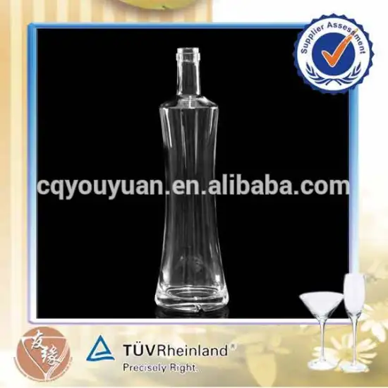 high clear glass material custom shaped vodka shochu liquor use 750 ml glass liquor bottles