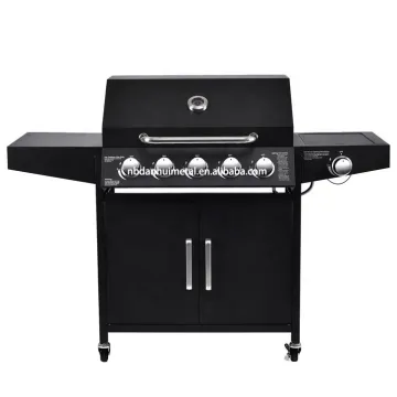 Portable Stainless Steel Enamelled Cooking Liquid Propane Trolley BBQ Gas Grill with 6 Burner