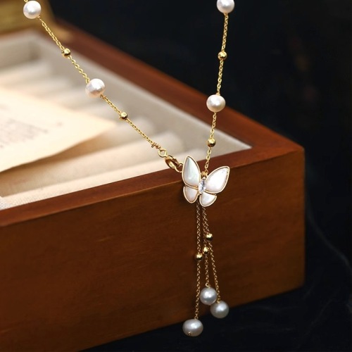 Most Popular White pearl Butterfly Necklace Tassel Pendant
