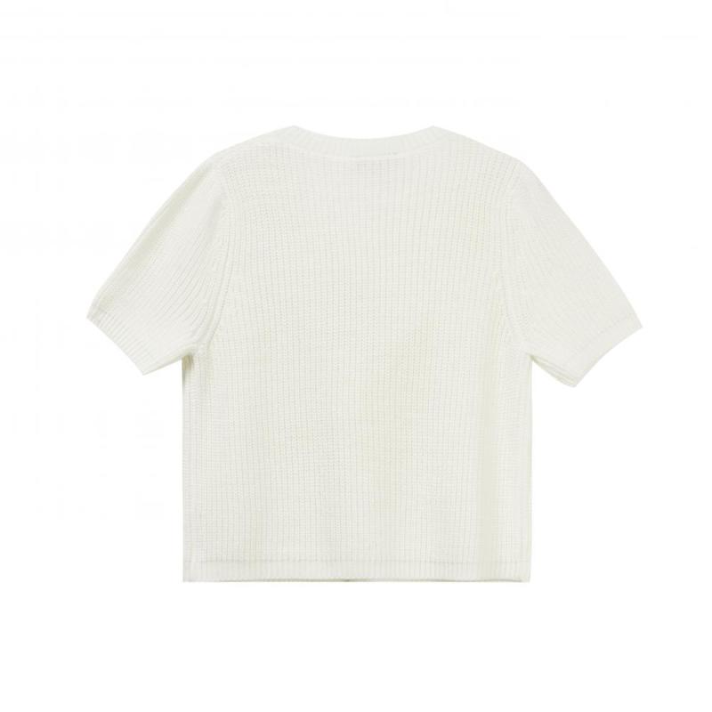 Crew-Neck Wool Short- sleeved Sweater