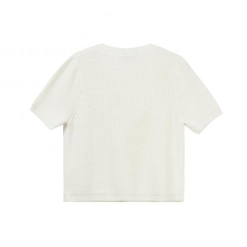 Crew-Neck Wool Short- sleeved Sweater