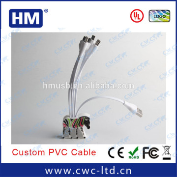Factory directly horse shape creative pvc charging cable (buit-out cable )animal shape custom 5 in 1 cable with customer's logo