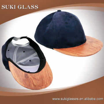 Cotton black hat with wooden brim