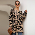 Stampa il leopardo casual da donna maglioni lunghi