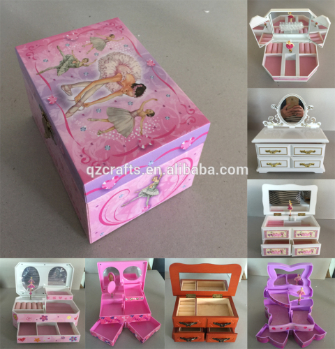 Heart shape girls ballerina jewelry music box