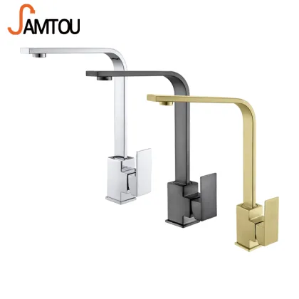 Professional Commercial Kitchen Faucets: SAMTOU Aida Gourmet Stainless Steel Single Lever Square Faucet for Kitchen Sinks