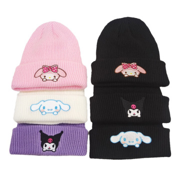 Hot Selling Embroidered Knitted Kuromi Hat - Autumn Winter Warm Fashion Accessory