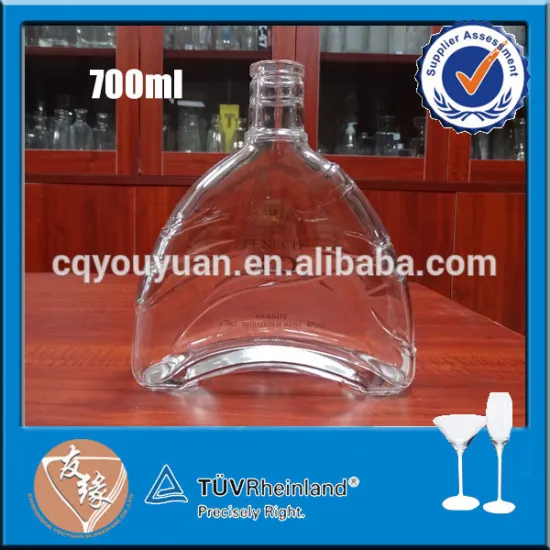 700ml unique shaped liquor glass bottle for cognac
