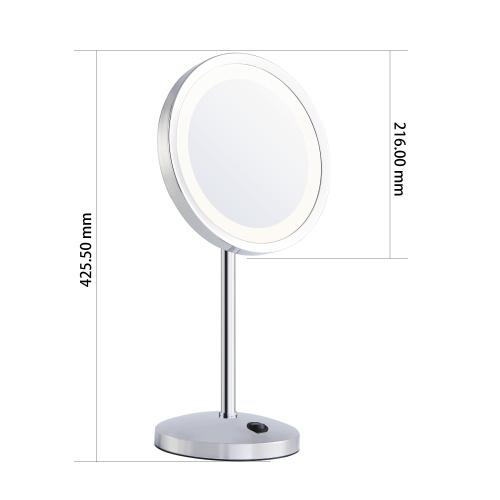 Round adjustable makeup mirror with lights