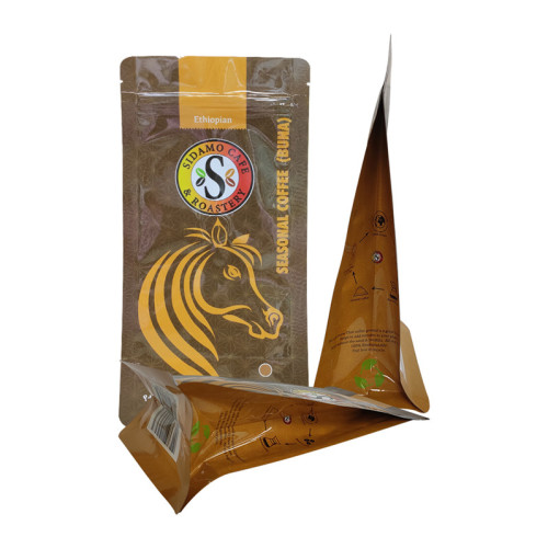Матови персонализирани вакуумни кафяви хартиени чанти за опаковане на кафе с храни с цип с цип